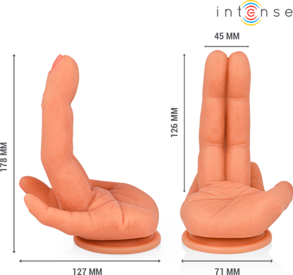 Dildo voor de G-spot Intense Leela, in de vorm van een hand en met een zuignap onder de basis