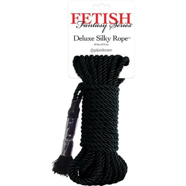 Zwart bondagetouw Pipedream Black Deluxe Silk Rope