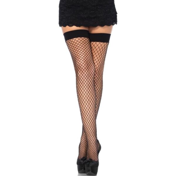 Zwarte netkousen Leg Avenue Dream Net one size, tot op de dij
