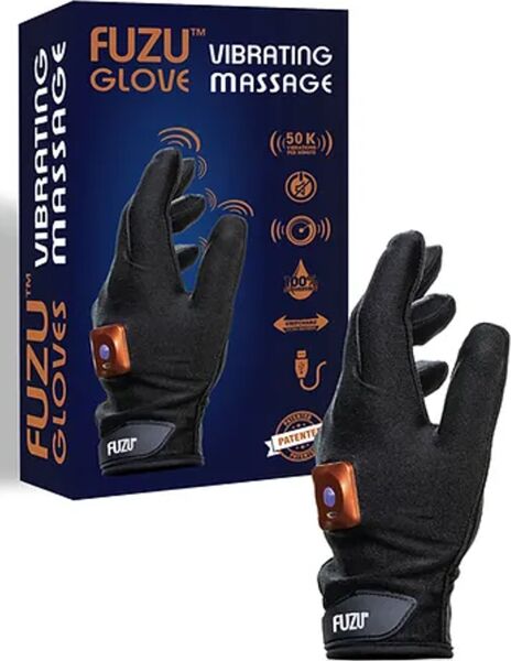 Vibrerende massagehandschoen FUZU Vibrating Massage Glove, in zwart