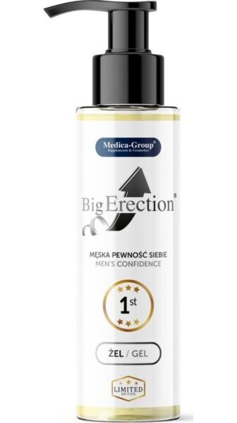 Verpakking van de intieme gel BigErection Gel 150 ml van Medica Group