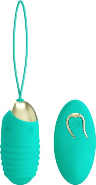 Vibrerend eitje Party Up Ian in turquoise met bijbehorende afstandsbediening