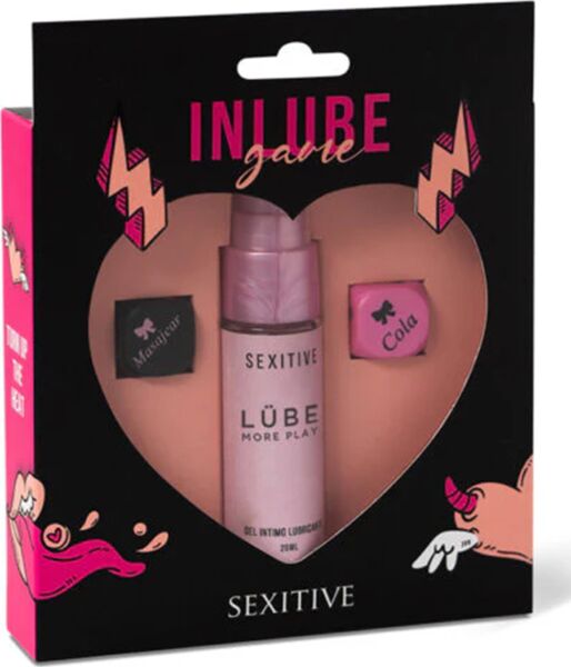 Dobbelspel Sexitive Inlube Game met twee dobbelstenen en het glijmiddel