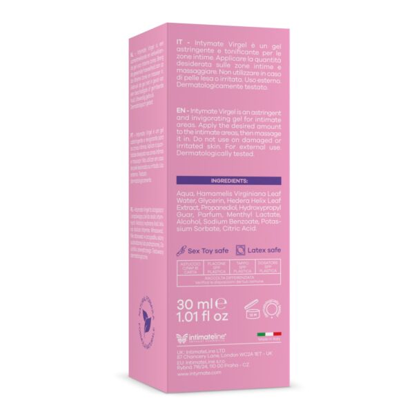 Flacon van 30 ml met de gel op waterbasis Intymate Virgel