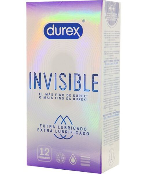 Transparante Durex Invisible Extra Lubricated condooms, 12 stuks