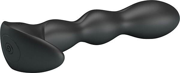 Zwarte anale vibrator Party Up Jim met een schacht van geleidelijke bolletjes en een basis