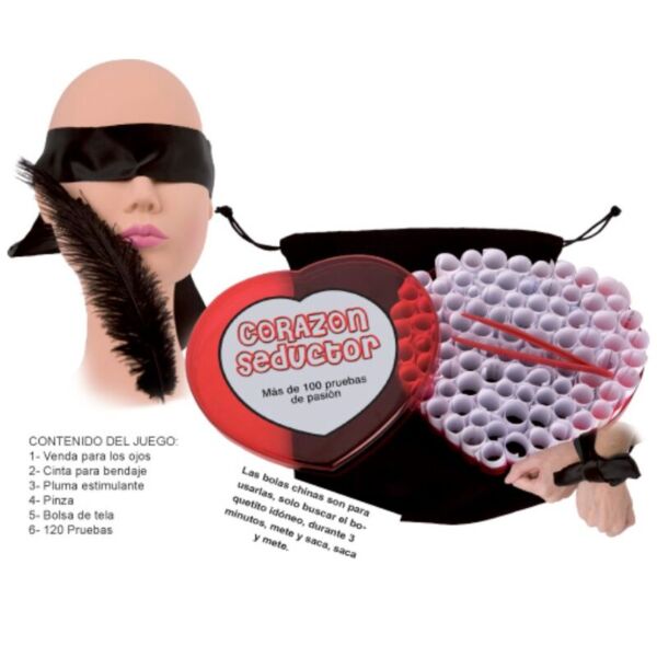 Erotisch spel Diablo Picante Corazón Seductor met hartvormig doosje en accessoires