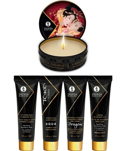 Shunga Geisha's Secret Strawberry set met de vijf miniproducten