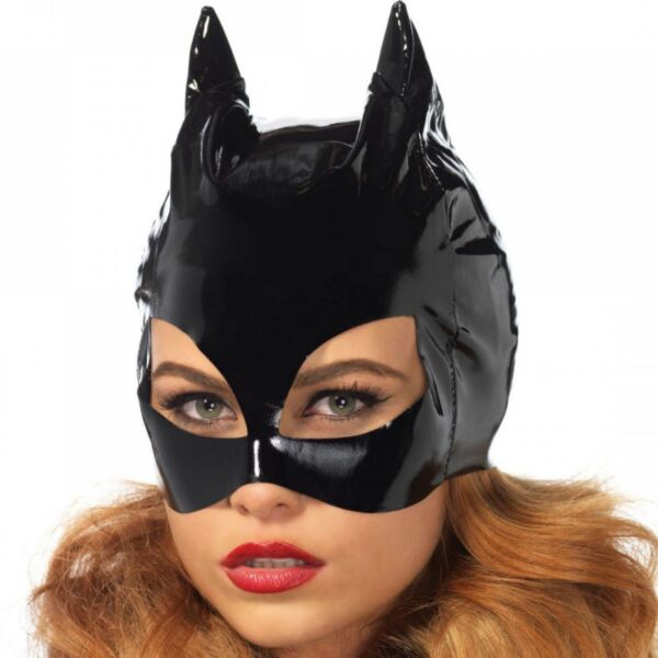 Leg Avenue Vinyl Catwoman masker van zwart vinyl met puntige kattenoren
