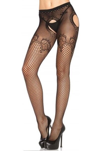 Netpanty Leg Avenue Jess Duchess, met opening en kanten details