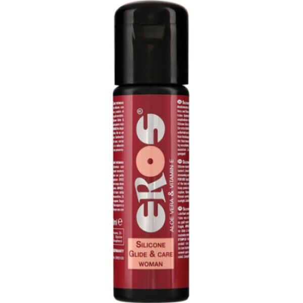 Fles van 100 ml met het glijmiddel op siliconenbasis Eros Silicone Glide & Care