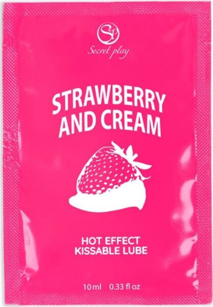 Eenmalige dosis glijmiddel met warmte-effect Secret Play Aardbei & Crème van 10 ml