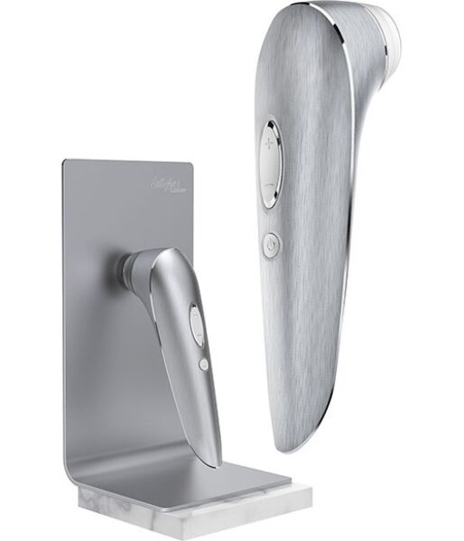 Luchtdrukvibrator Satisfyer High Fashion, van zilverkleurig aluminium met siliconen kop
