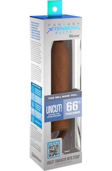 Fantasy X-tensions Elite Uncut penis sleeve met riempje, van silicone
