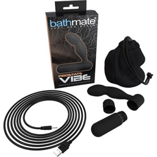Zwarte Bathmate Prostate Vibe prostaatvibrator met bijbehorende bullet vibrator