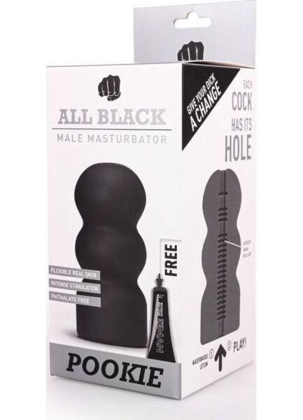 Masturbator ALL BLACK Pookie met gebogen vormen