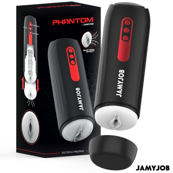 Automatische masturbator Jamyjob Phantom in het zwart met rode details