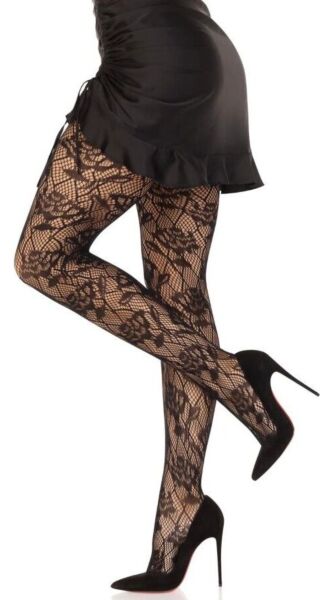 Netpanty Leg Avenue Bow Net Tights in zwart, met strikjes in het net geweven