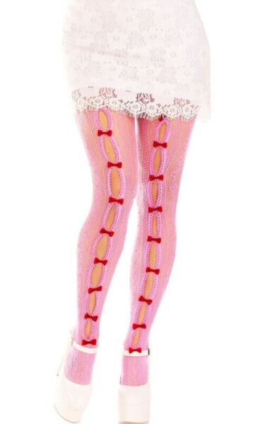 Leg Avenue Sweetheart Striped netpanty, gestreept met hartjes en mini strikjes