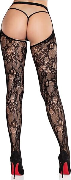 Panty van bloemenkant Leg Avenue Selene, met open kruis en open rug