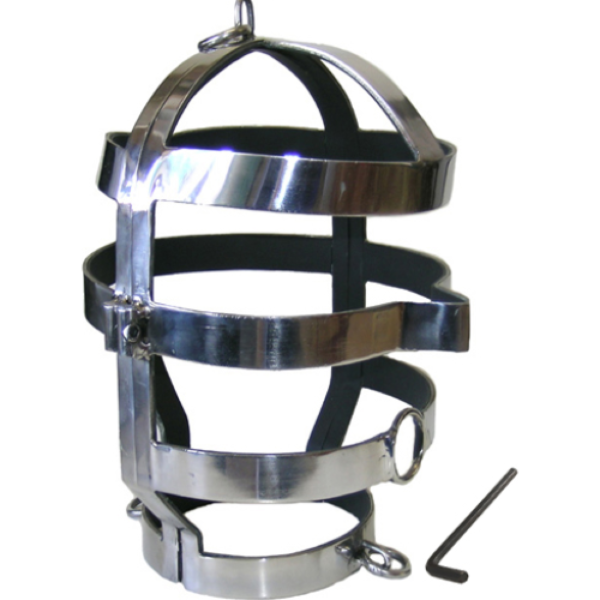 BDSM-masker Metal Hard Mask with Steel Necklace met halsband
