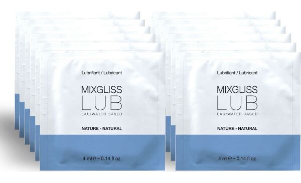 Doosje met 12 monodosissen van het glijmiddel op waterbasis Mixgliss Lub Natural