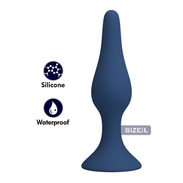 Blauwe siliconen buttplug MR PLAY Slim