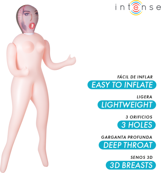 Opblaaspop Intense Dolls Monique met drie openingen en 3D-borsten