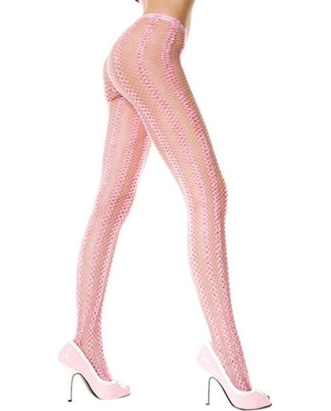 Roze netpanty Music Legs met verticale tekeningen