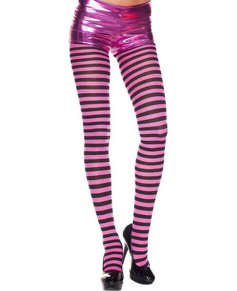 Music Legs panty fuchsia zwarte strepen, ondoorzichtige panty in fuchsia met zwarte strepen