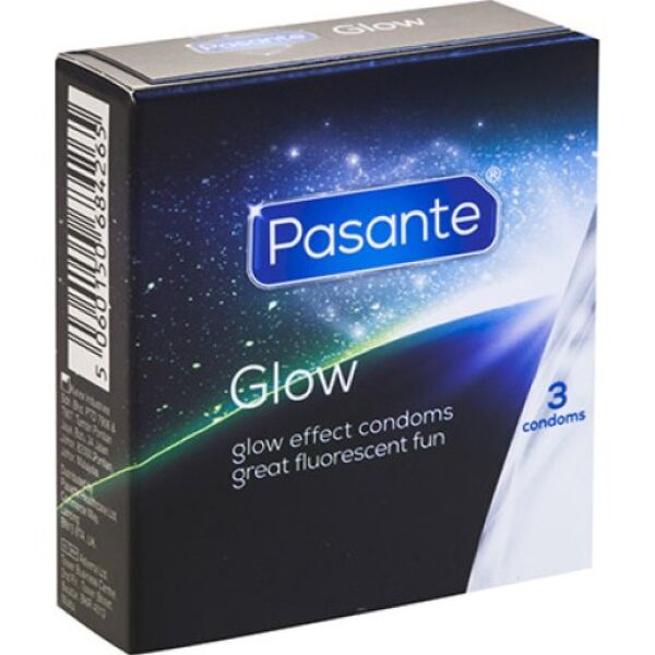 Pasante Glow condooms 3 stuks, met groen fluorescerend effect