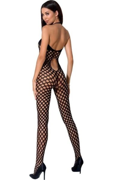 Bodystocking Passion BS065 van net met kant en transparante delen