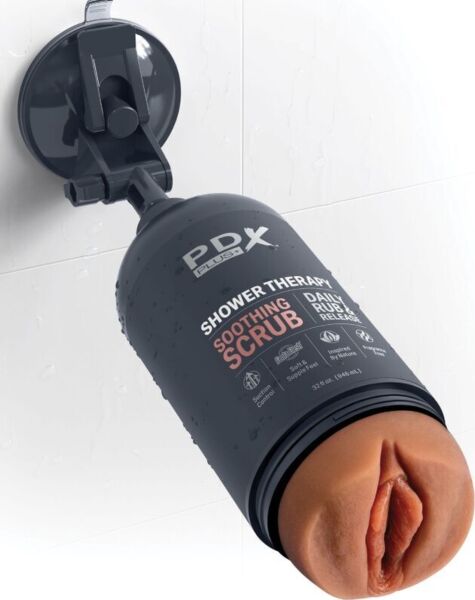 PDX PLUS+ Shower Therapy Soothing Scrub Caramel masturbator in de vorm van een shampoofles