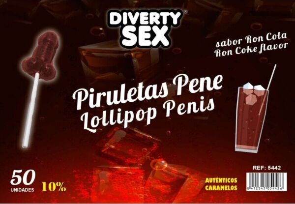 Displaypot met 50 penislollies van Diablo Goloso