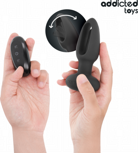 Buttplug Addicted Toys met trillende tong en draadloze afstandsbediening