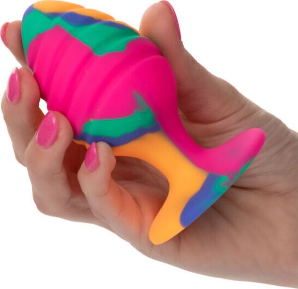 Buttplug CalExotics Cheeky Large Swirl met tie-dyeprint en zuignapbasis