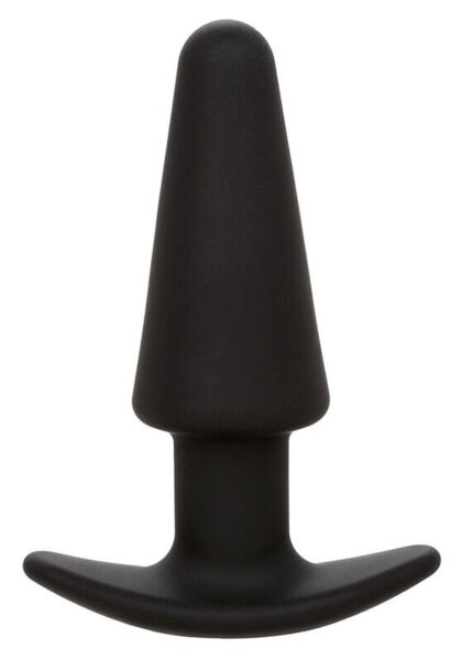 Vibrerende buttplug CalExotics Rock Bottom Tapered Probe, van zwarte silicone met een conische vorm
