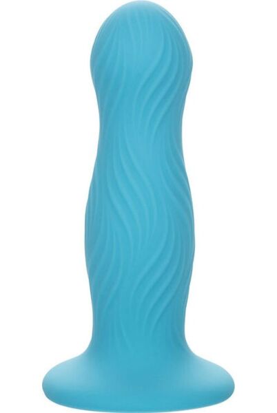 Blauwe buttplug CalExotics Wave Rider Swell met golvende textuur en zuignapbasis