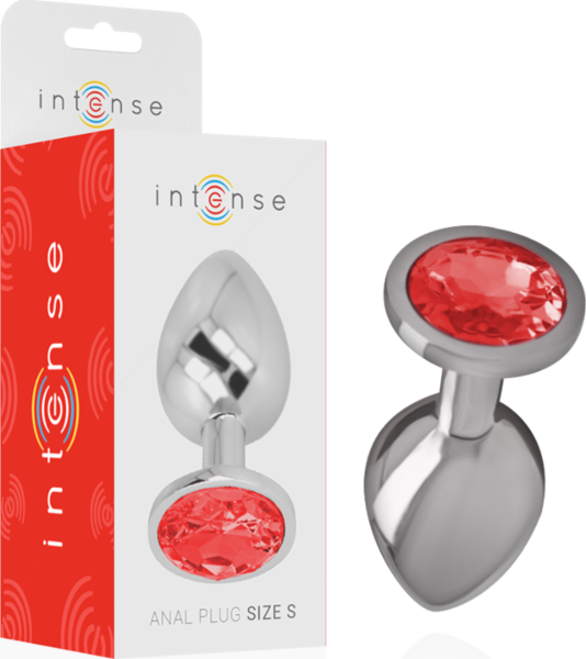 Buttplug Intense met rond juweel, van metaal met een glanzende steen