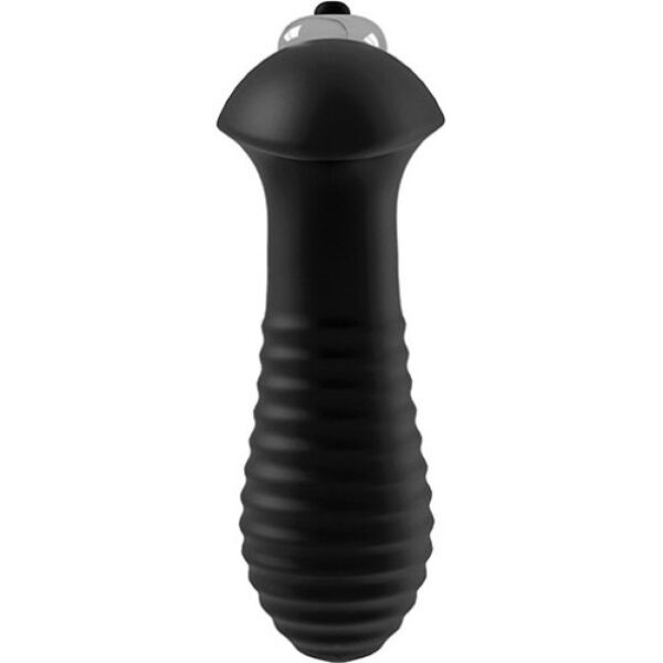 Zwarte buttplug S Pleasures Butt Plug Spiral, met spiraalvormige punt en basis