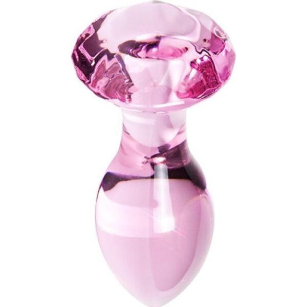 Glazen buttplug S Pleasures Crystal Luna met kegelvormige punt en diamantvormige basis