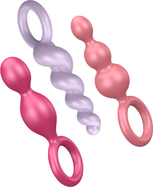 Set van drie buttplugs Satisfyer Booty Call: spiraal, kegel en drie bolletjes