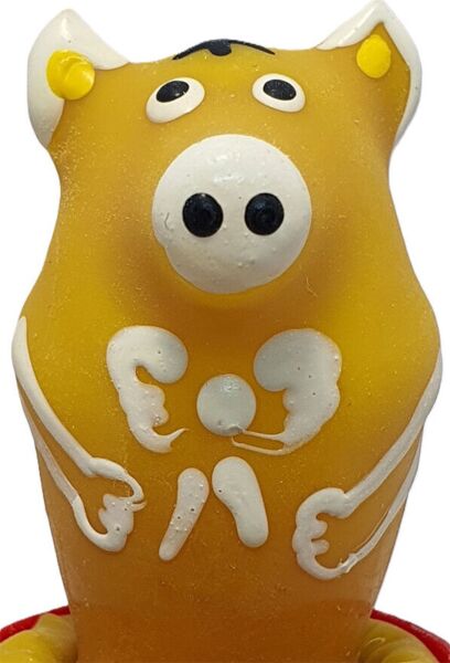 Decoratieve condoom Condomerie Pig Sitting Yellow in de vorm van een zittend geel varken
