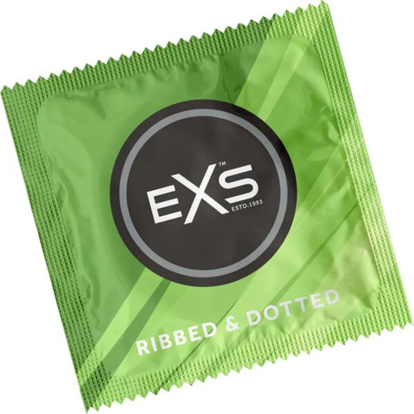 Doos EXS Ribbed & Dotted condooms 56 mm met ribbels en noppen
