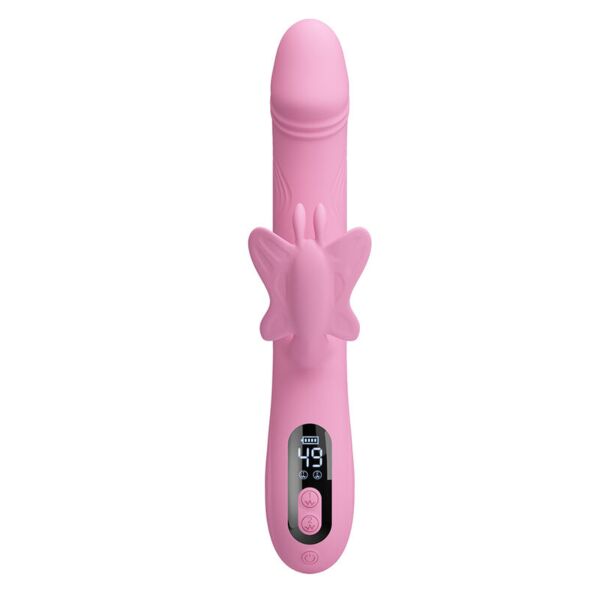Rabbit vibrator Intense Bella in het roze, met vlindervormige externe stimulator