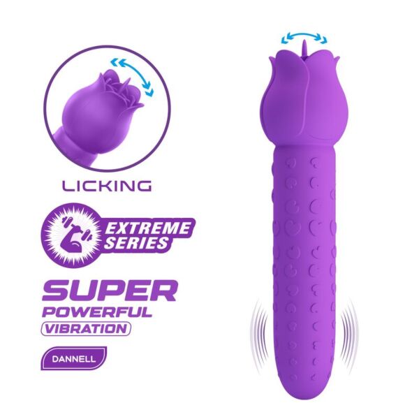Paarse Pretty Love Dannell clitorisvibrator met bloemvormige kop