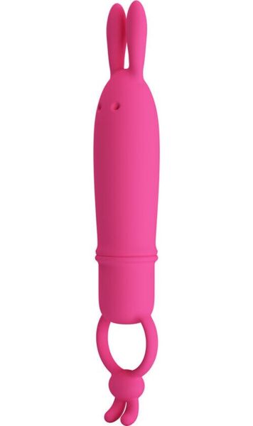 Rabbit vibrator Pretty Love BI-300133 van siliconen, met konijnenoortjes en ringhouder