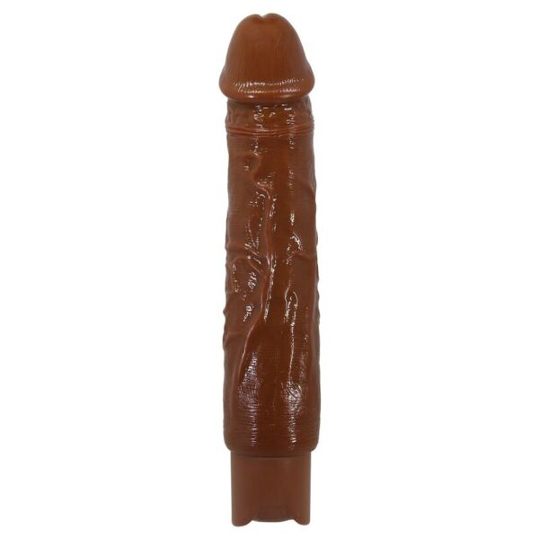 Realistische vibrator Pretty Love Duke in het bruin, met een duidelijke eikel en reliëf op de schacht