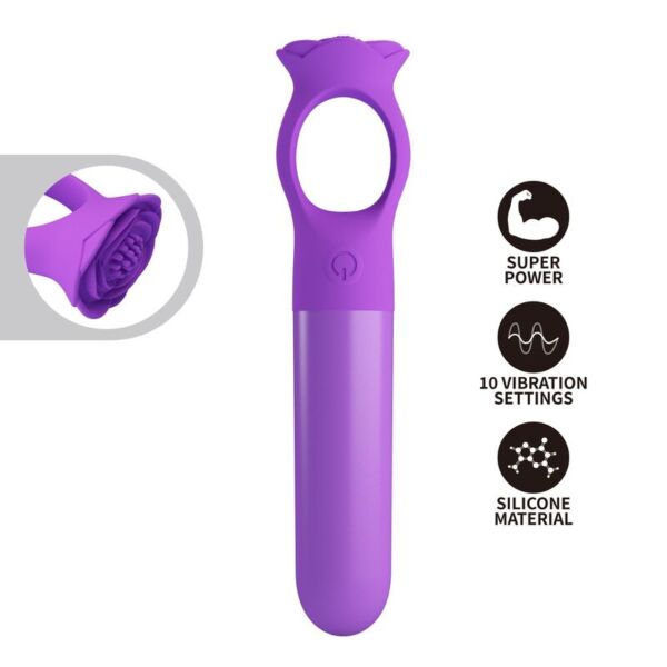 Mini vibrator Giana in paars, met greepring