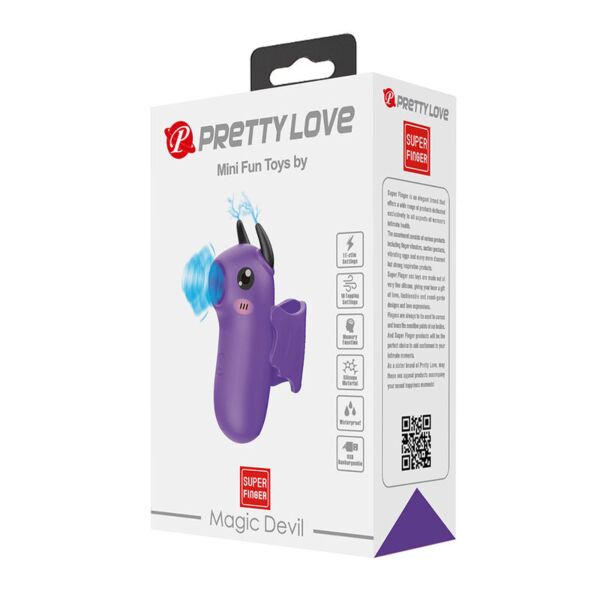 Pretty Love Magic Devil vingervibrator, paars en in de vorm van een duiveltje